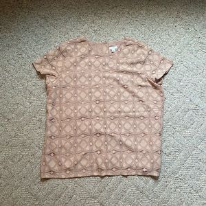 Vintage JJILL Lace Overlay Top (Blush Pink)